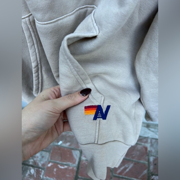 Aviator Nation Logo Relaxed Pullover Hoodie in Sand Unisex Size XL NWT - Picture 2 of 6